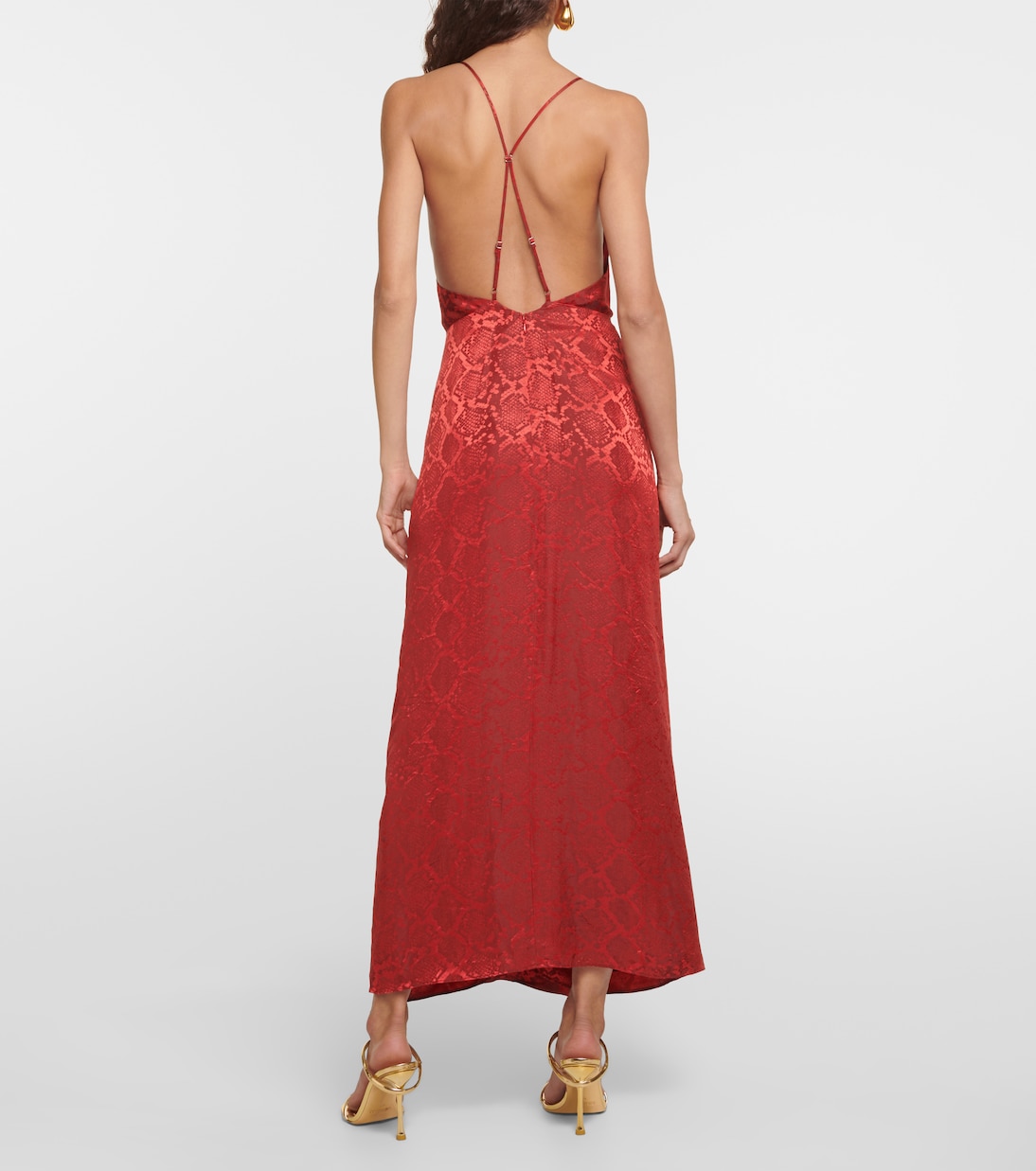 Carmine snake-print satin maxi dress | Simkhai