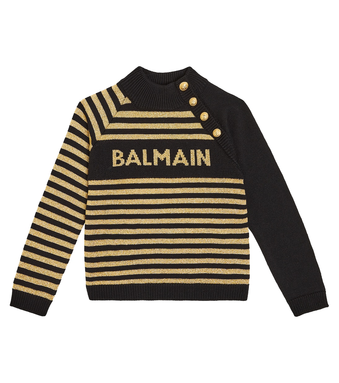 Jersey de mezcla de lana a rayas con logo | Balmain Kids