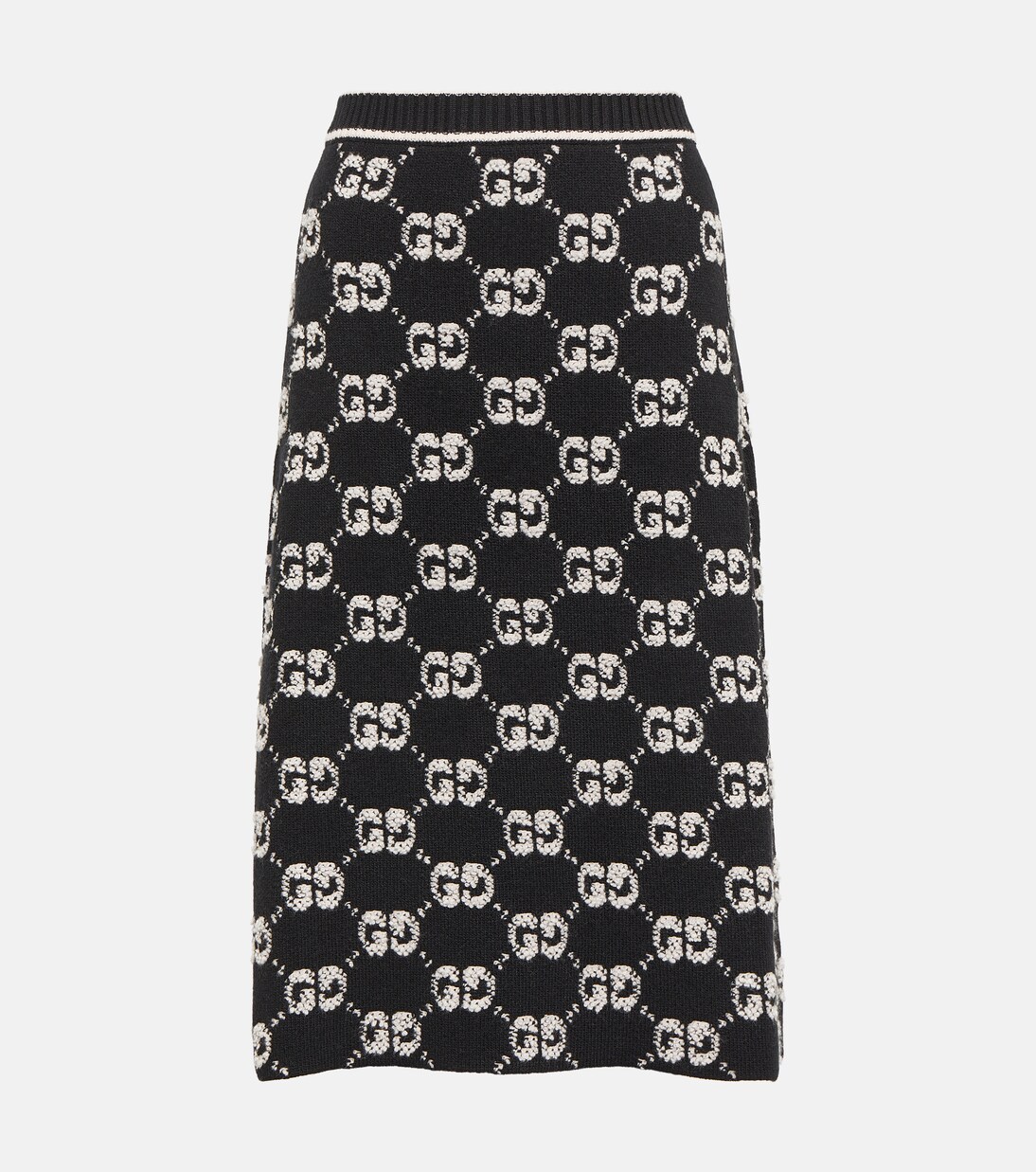 Falda Midí de Jacquard de Lana Bouclé con Estilo Gucci GG