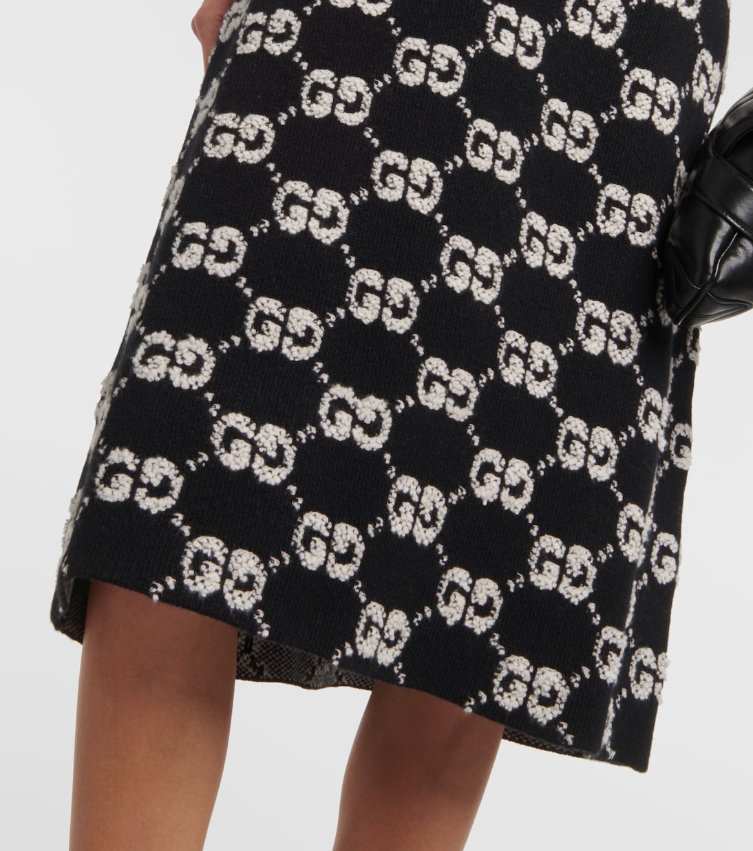 Falda Midí de Jacquard de Lana Bouclé con Estilo Gucci GG