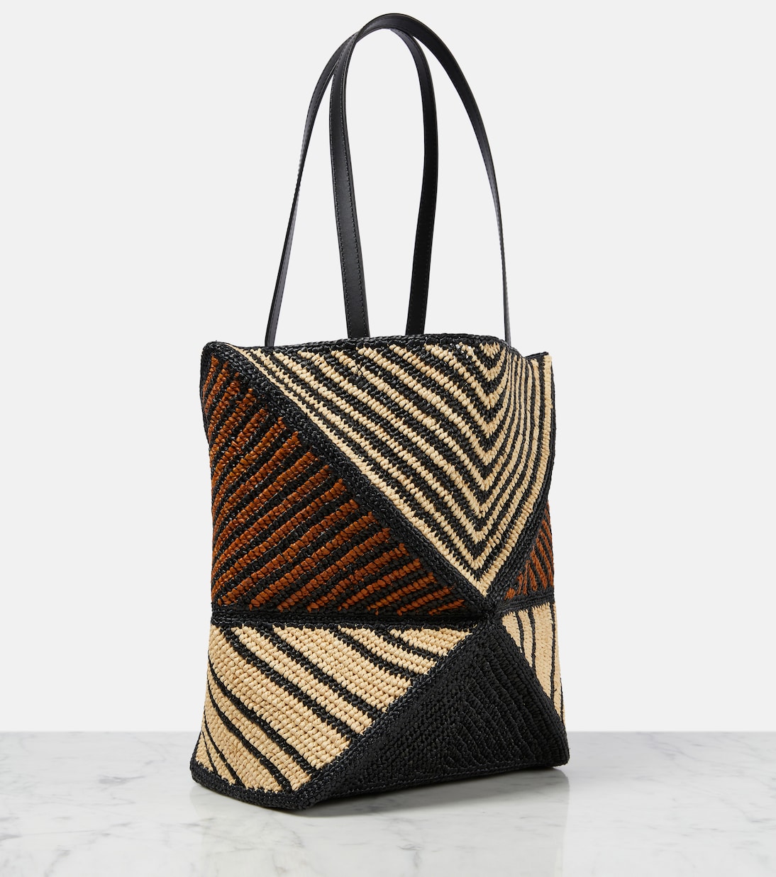 Cabas Paula’s Ibiza Puzzle Fold Medium en raphia | Loewe
