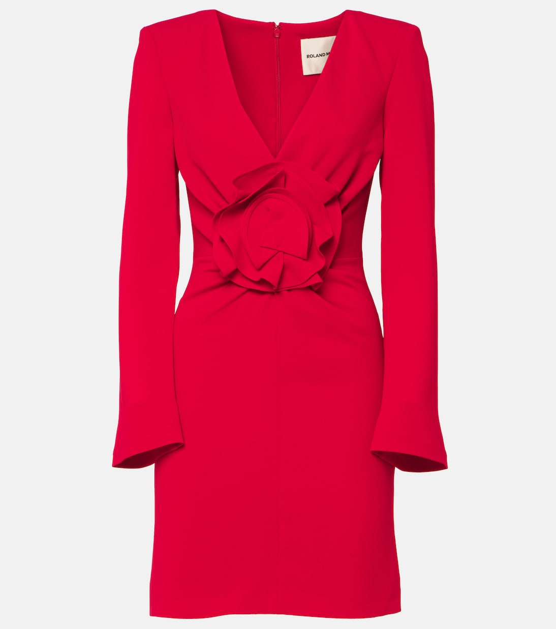 Floral-appliqué draped cady minidress | Roland Mouret