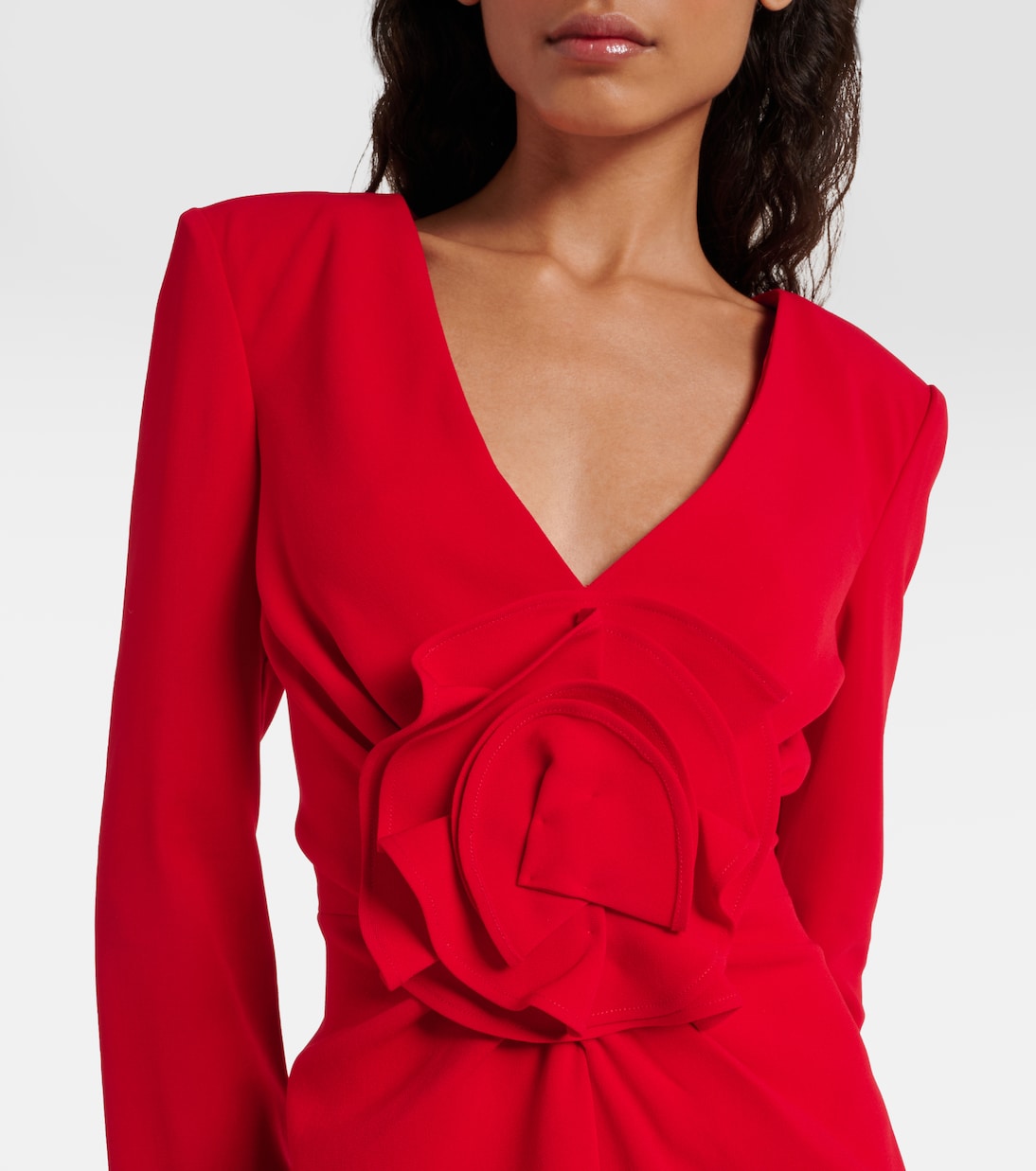Floral-appliqué draped cady minidress | Roland Mouret