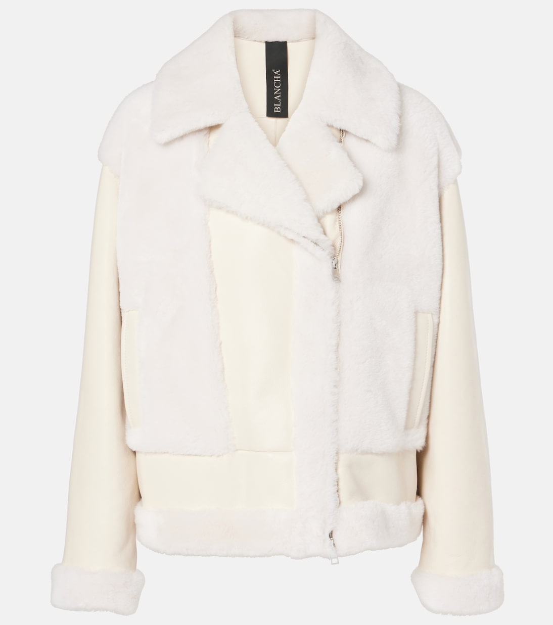White shearling jacket sales