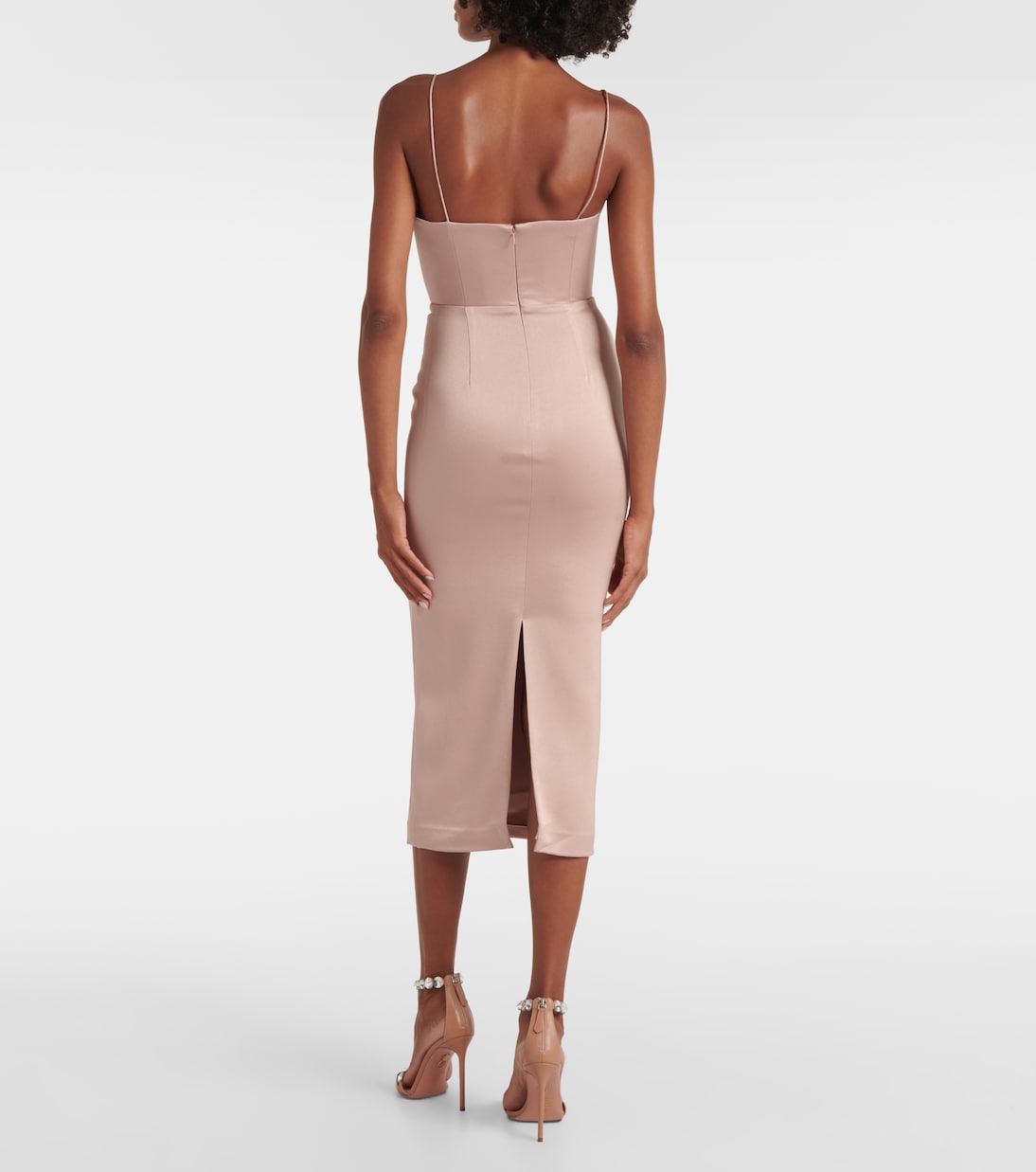 Abito midi Sweetheart in crêpe in raso | Alex Perry