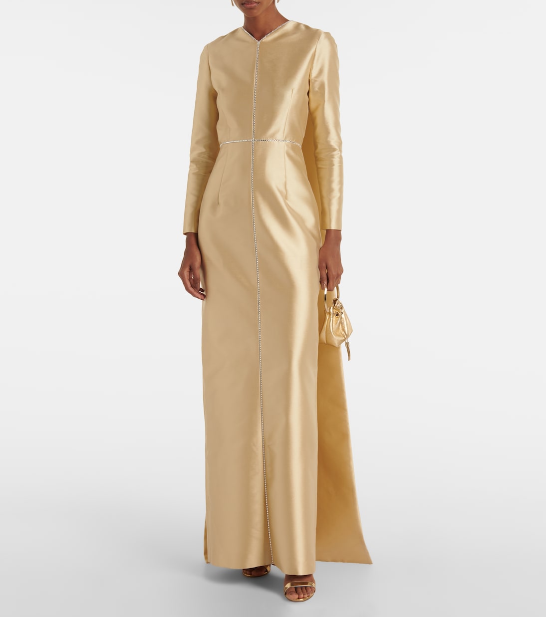 Robe longue Rosamund en satin à ornements | Markarian