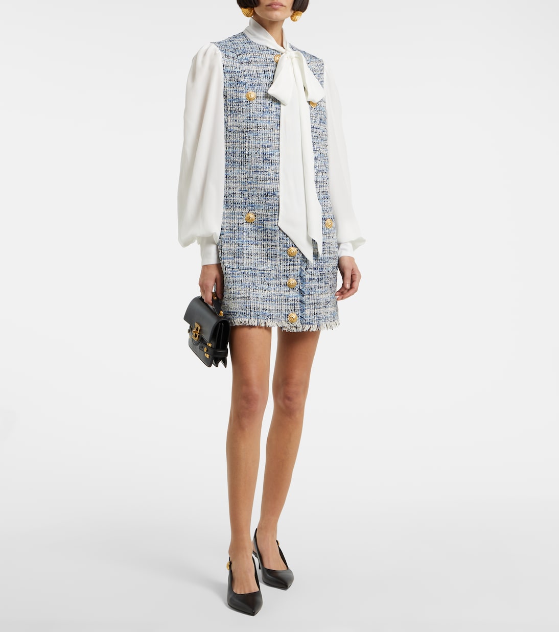 Abito corto in tweed di misto cotone | Balmain