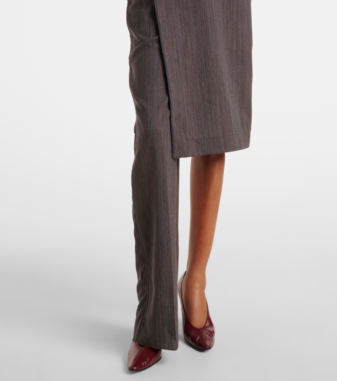 Falda pantalón asimétrica de lana a rayas | Bottega Veneta