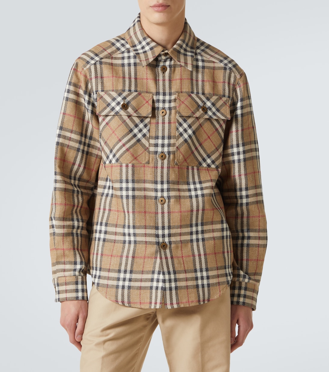 Camisa de algodón y lino con Burberry Check | Burberry
