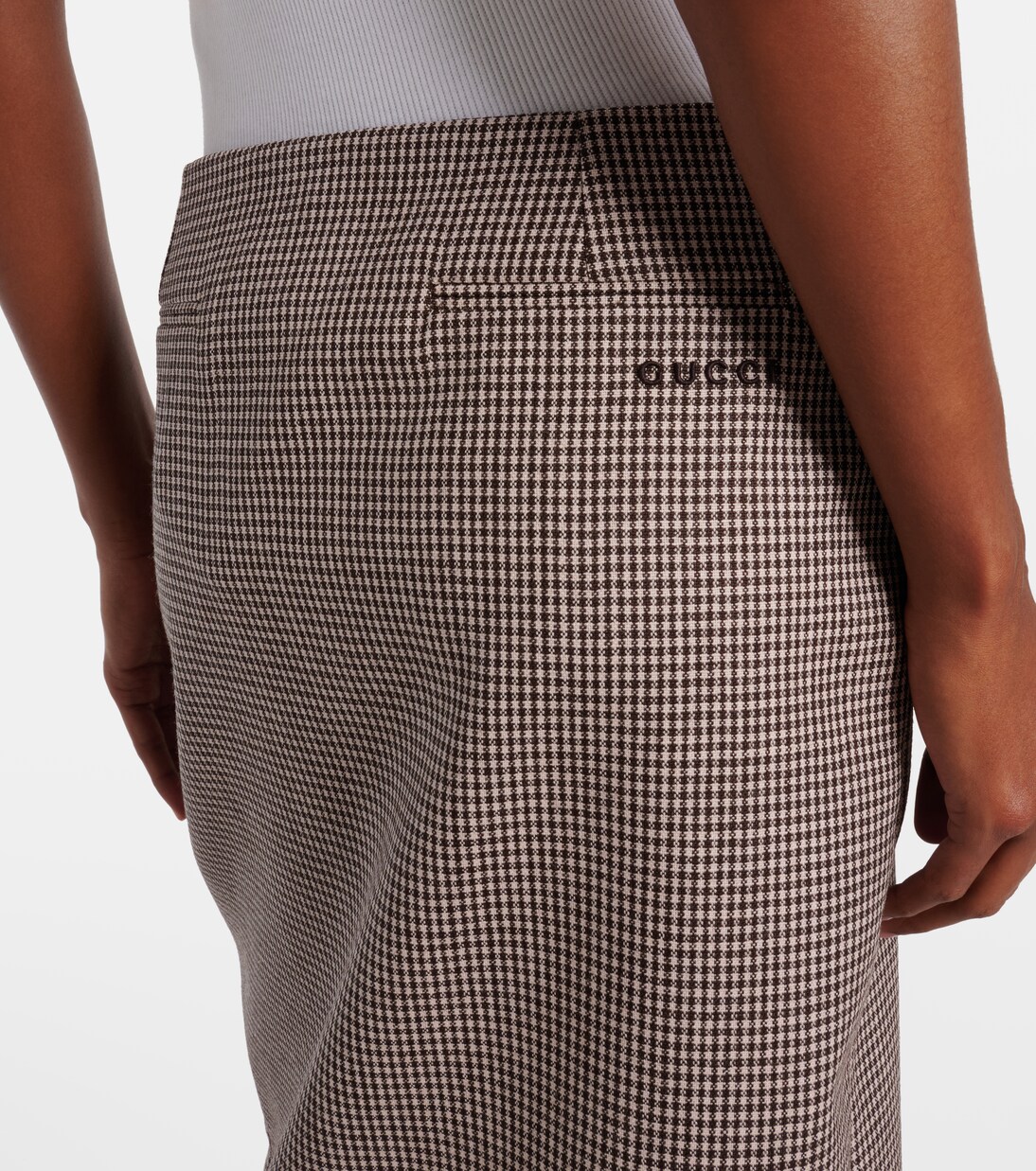 Jupe midi en laine à carreaux | Gucci