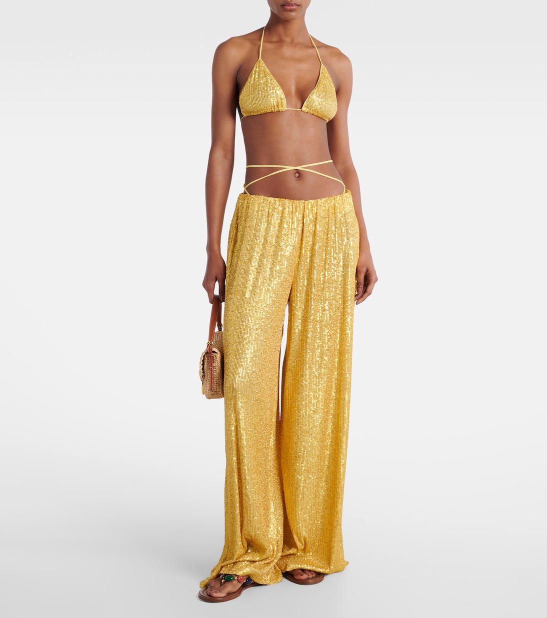 Weite High-Rise-Hose mit Pailletten | Norma Kamali