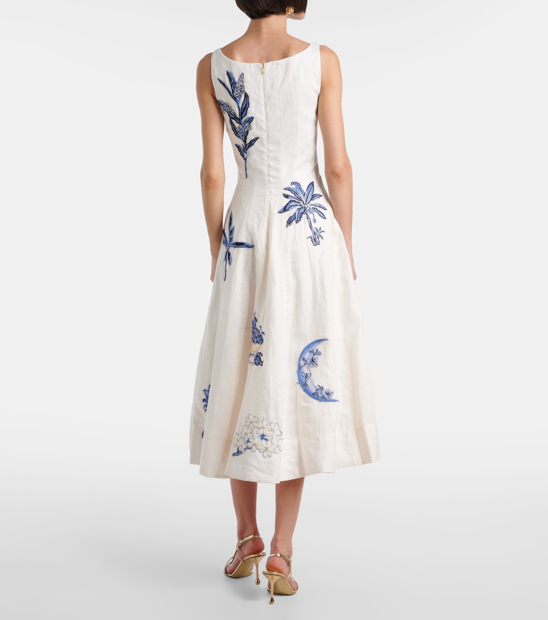 Frontera Wild embroidered linen midi dress | Agua by Agua Bendita