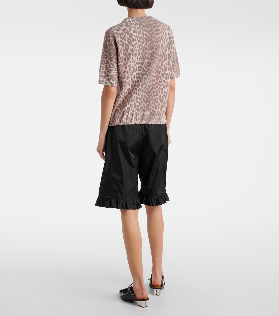 Logo leopard-print wool-blend top | Ganni