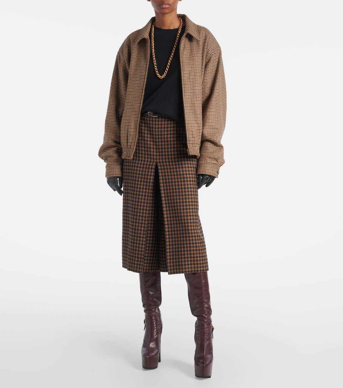 Gingham mid-rise wool culottes | Saint Laurent