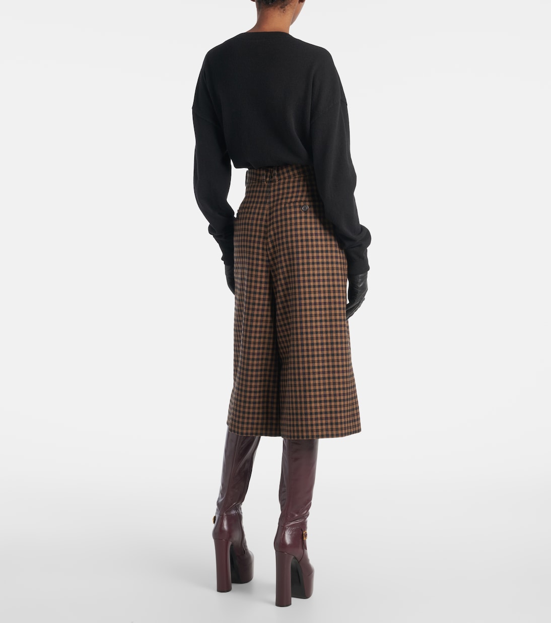 Gingham mid-rise wool culottes | Saint Laurent
