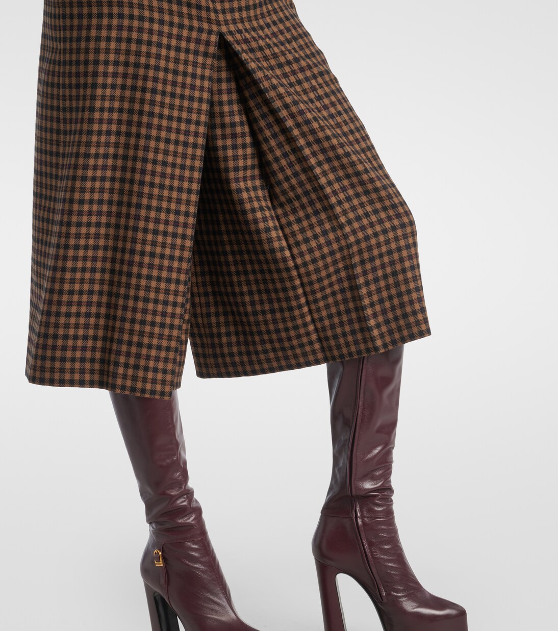 Gingham mid-rise wool culottes | Saint Laurent