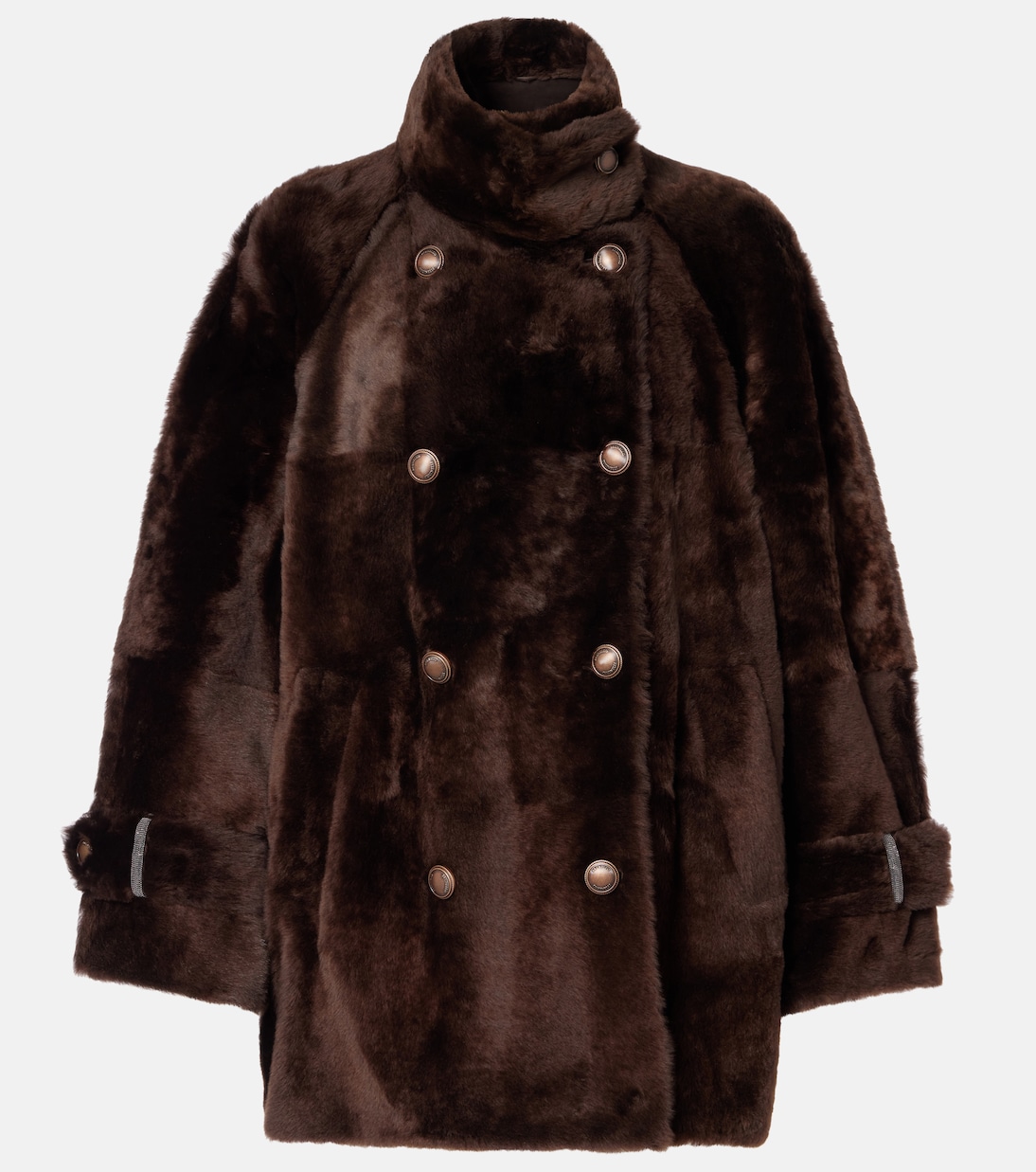 Double-breasted shearling jacket | Brunello Cucinelli