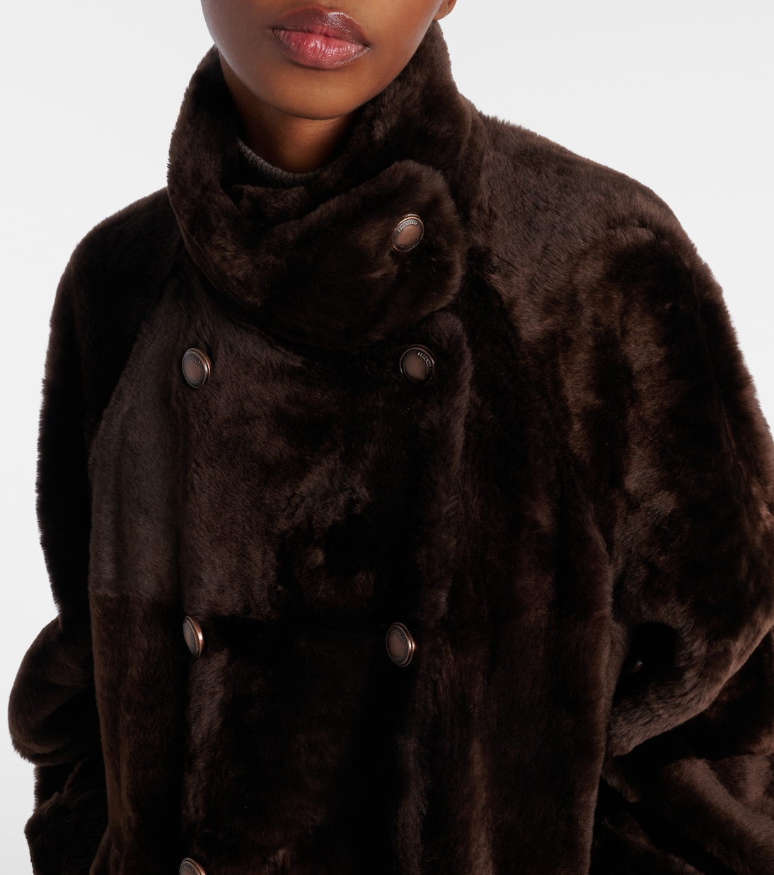 Double-breasted shearling jacket | Brunello Cucinelli