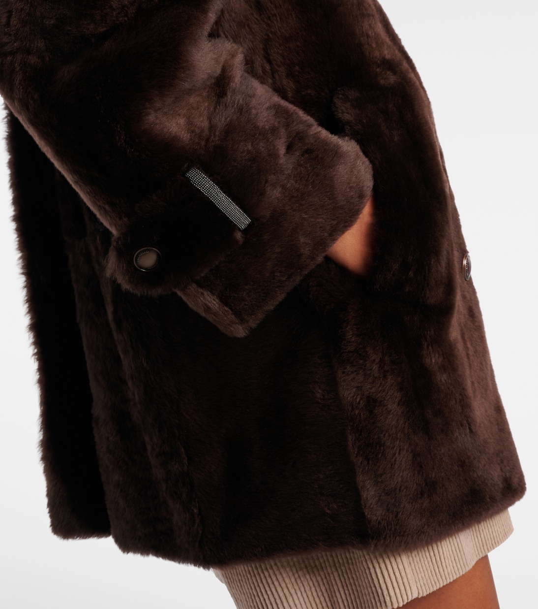 Double-breasted shearling jacket | Brunello Cucinelli