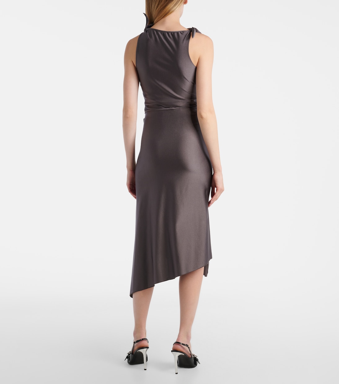 Floral-appliqué satin midi skirt | Coperni
