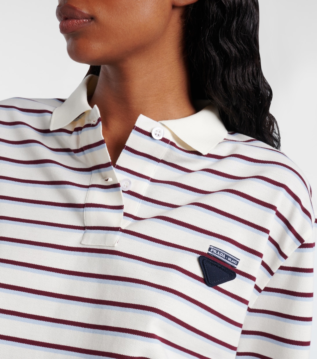 Polo de piqué de algodón a rayas | Prada