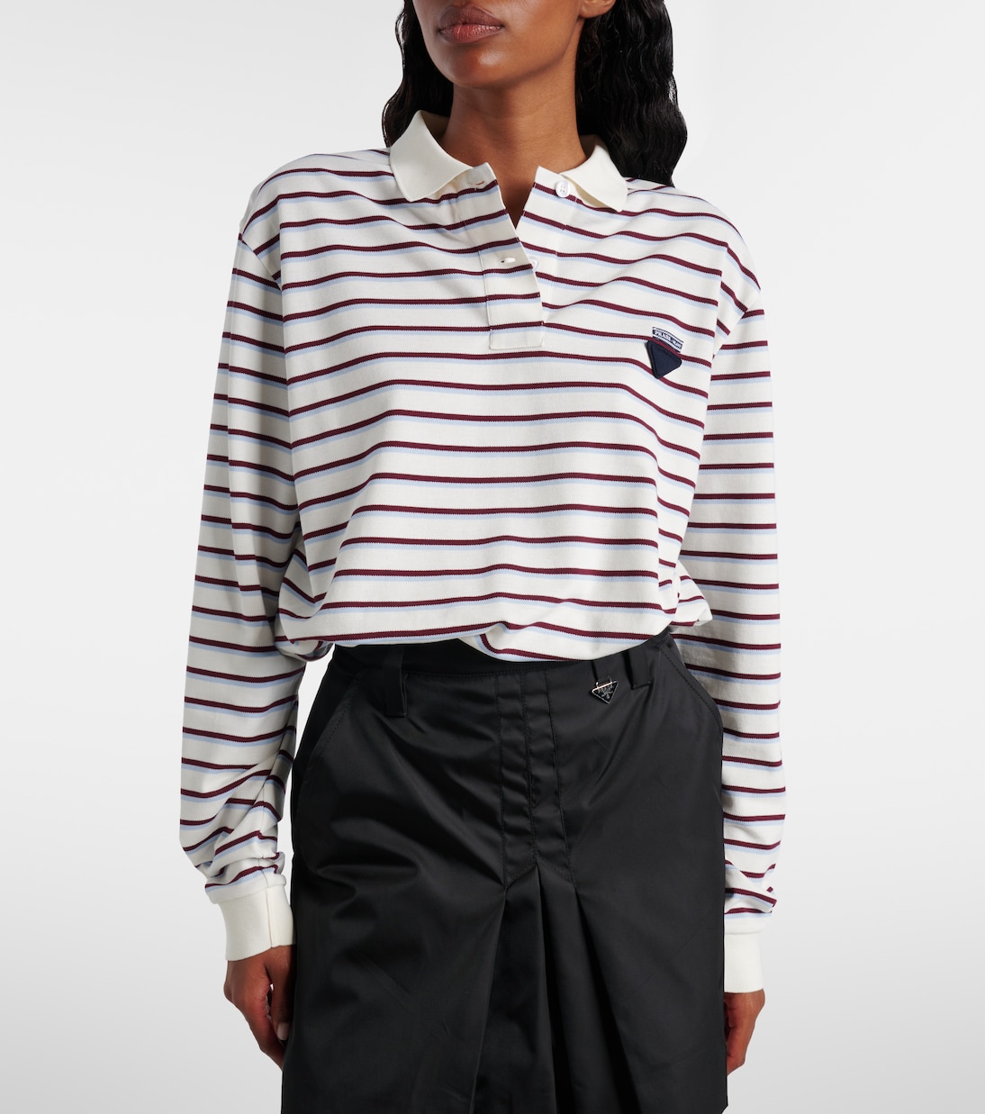 Polo de piqué de algodón a rayas | Prada