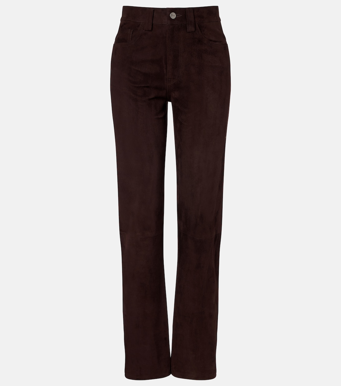 Pantaloni regular Callum in suede a vita alta | Khaite