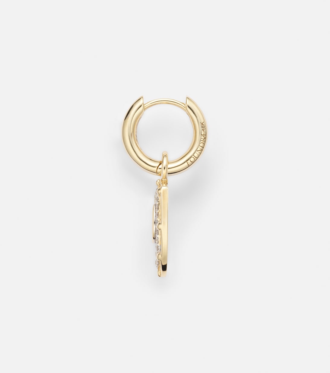 Protection Petite Chubby 18kt gold hoop earring with diamonds | FoundRae