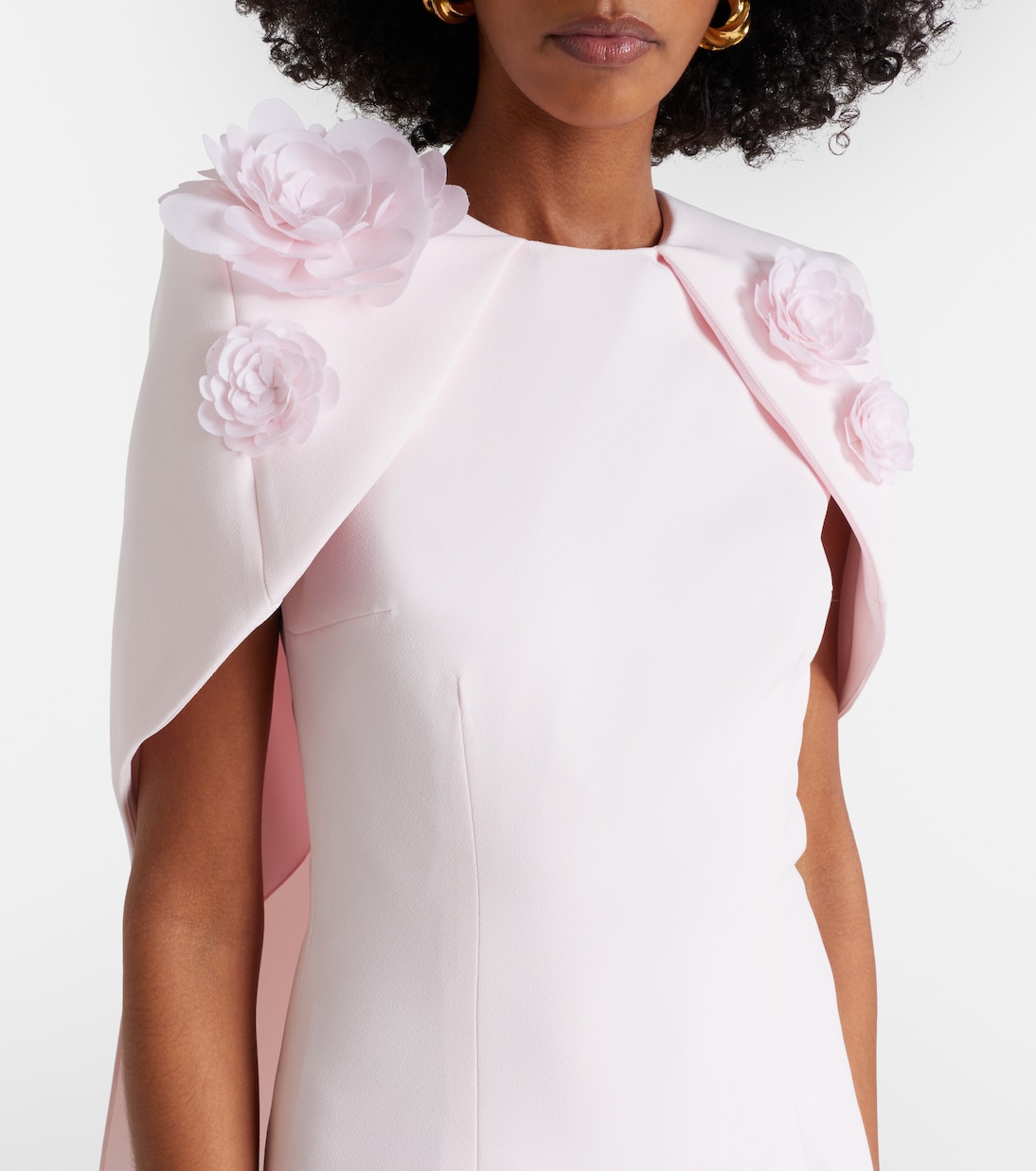 Lennox floral-appliqué caped crêpe gown | Safiyaa