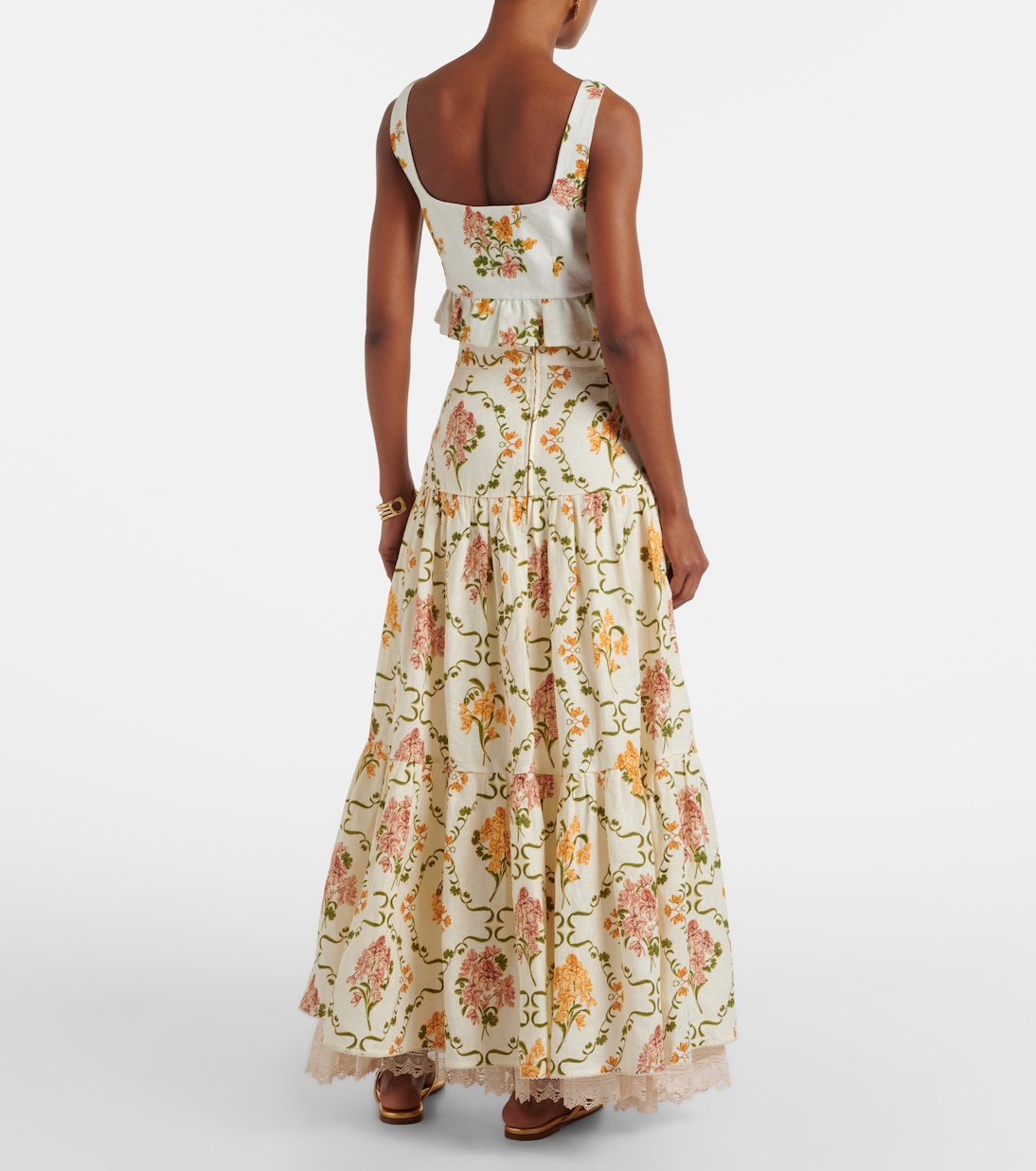 Anis Cordillera floral cotton maxi skirt | Agua by Agua Bendita