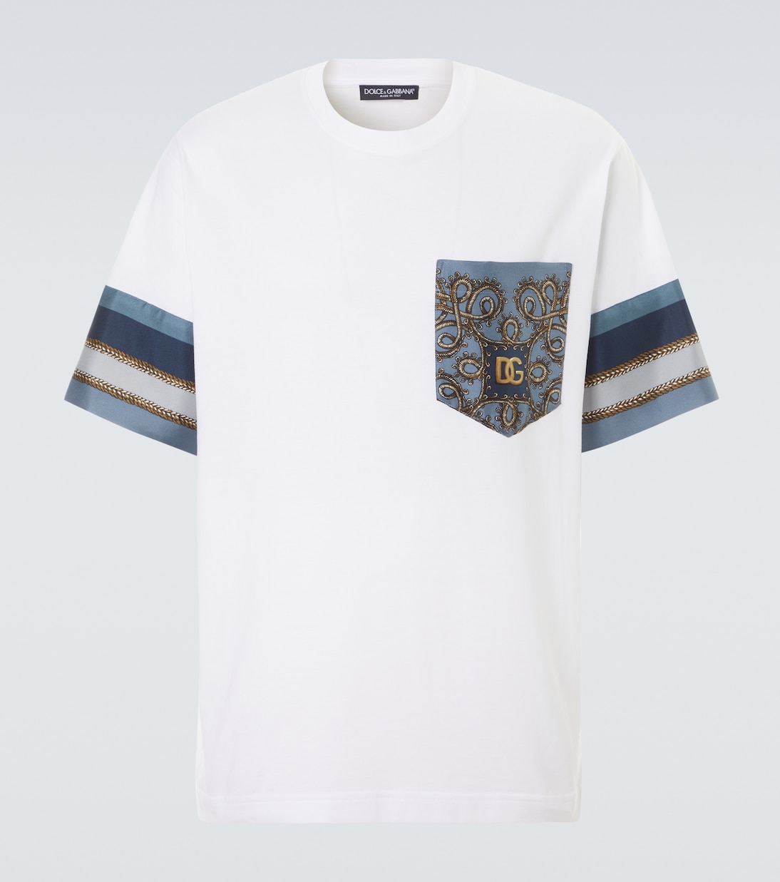 T-shirt imprimé en coton et soie mélangés | Dolce&Gabbana