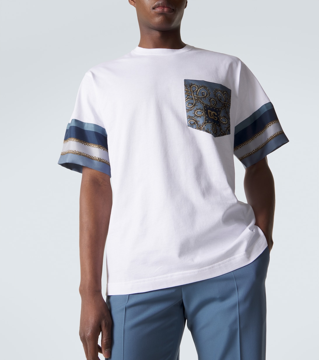 T-shirt imprimé en coton et soie mélangés | Dolce&Gabbana