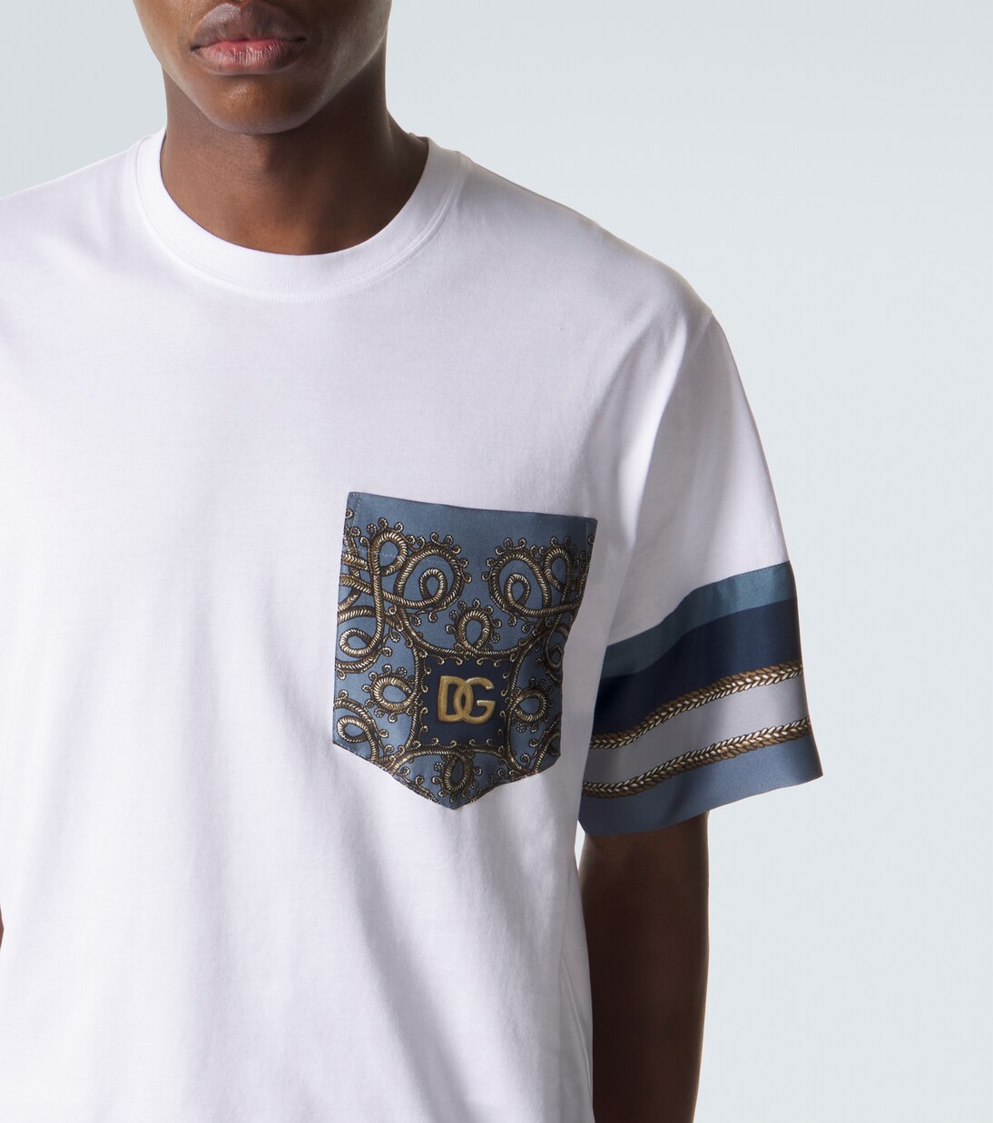 T-shirt imprimé en coton et soie mélangés | Dolce&Gabbana