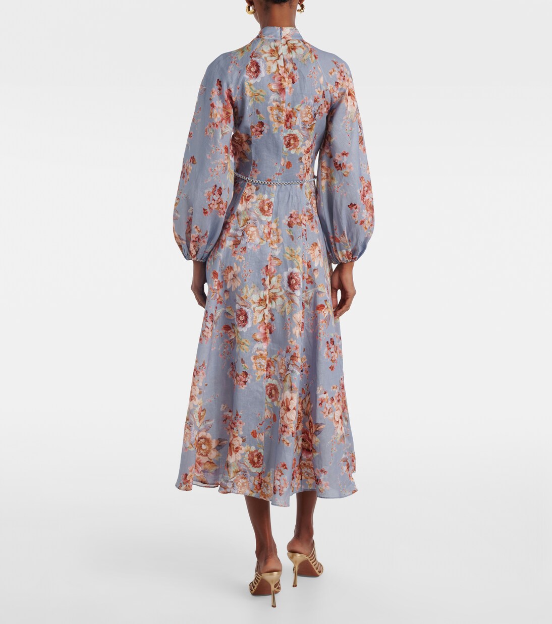 Awaken floral linen midi dress | Zimmermann