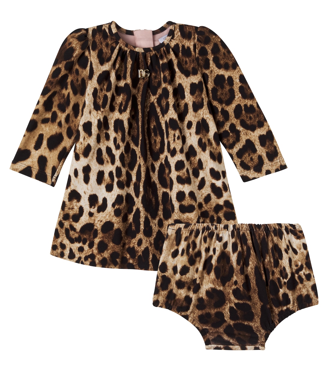 Baby leopard-print cotton-blend dress | Dolce&Gabbana Kids