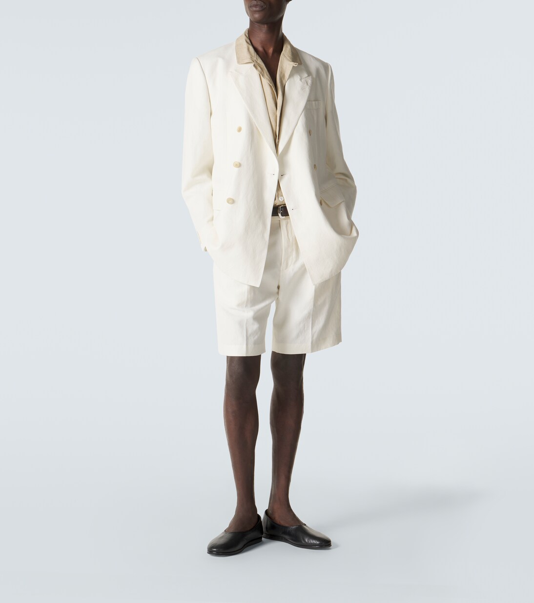 Pleated wool, cotton, and linen shorts | Auralee