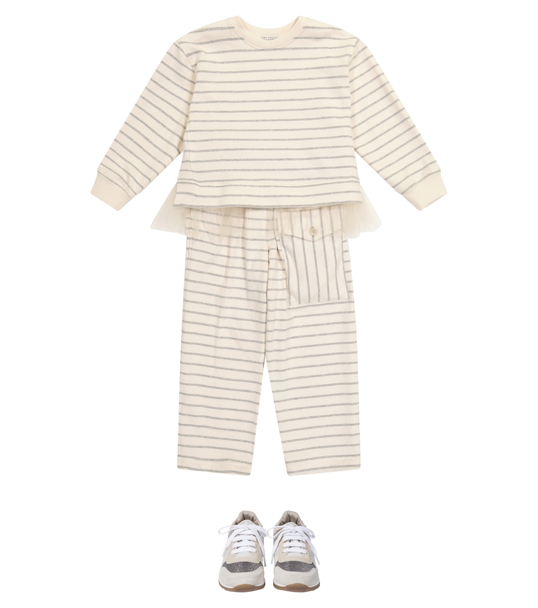 Gestreifter Pullover aus Baumwolle | Brunello Cucinelli Kids