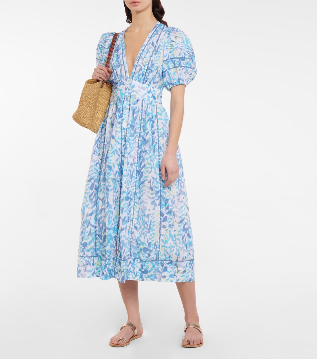 Reine floral cotton midi dress | Poupette St Barth