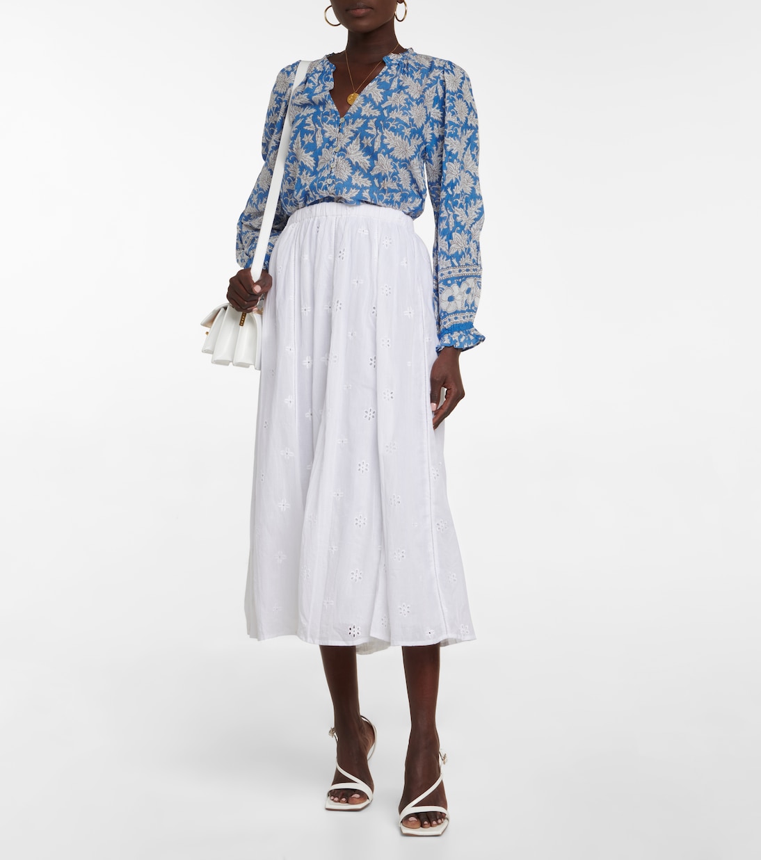 Wynne broderie anglaise midi skirt | Velvet
