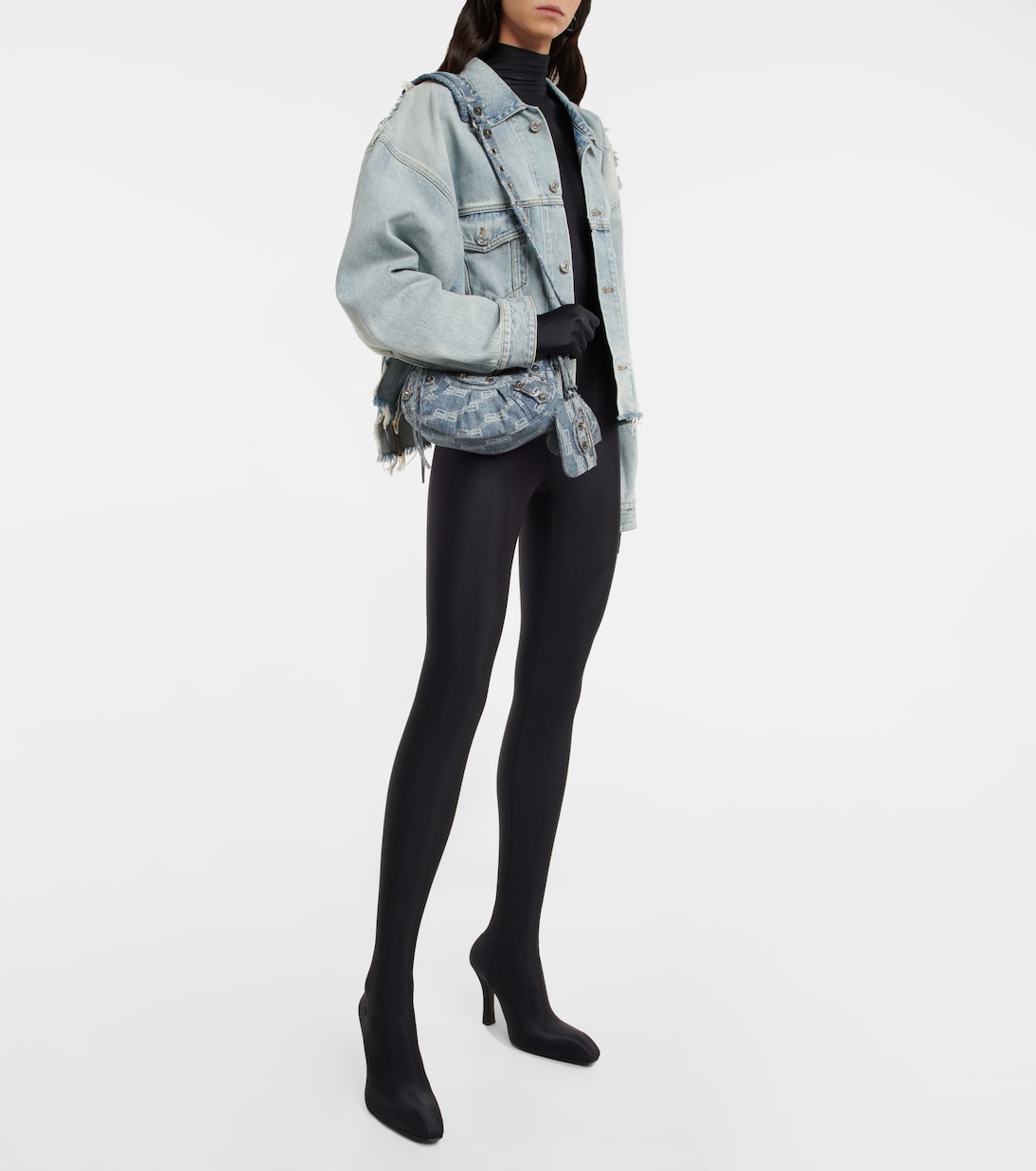 Le Cagole XS denim shoulder bag | Balenciaga