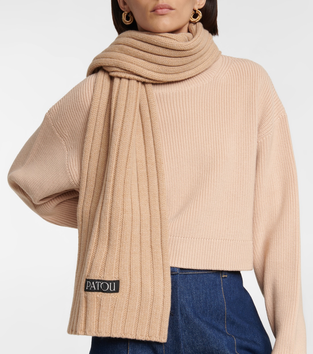Sciarpa a coste in lana e cashmere | Patou