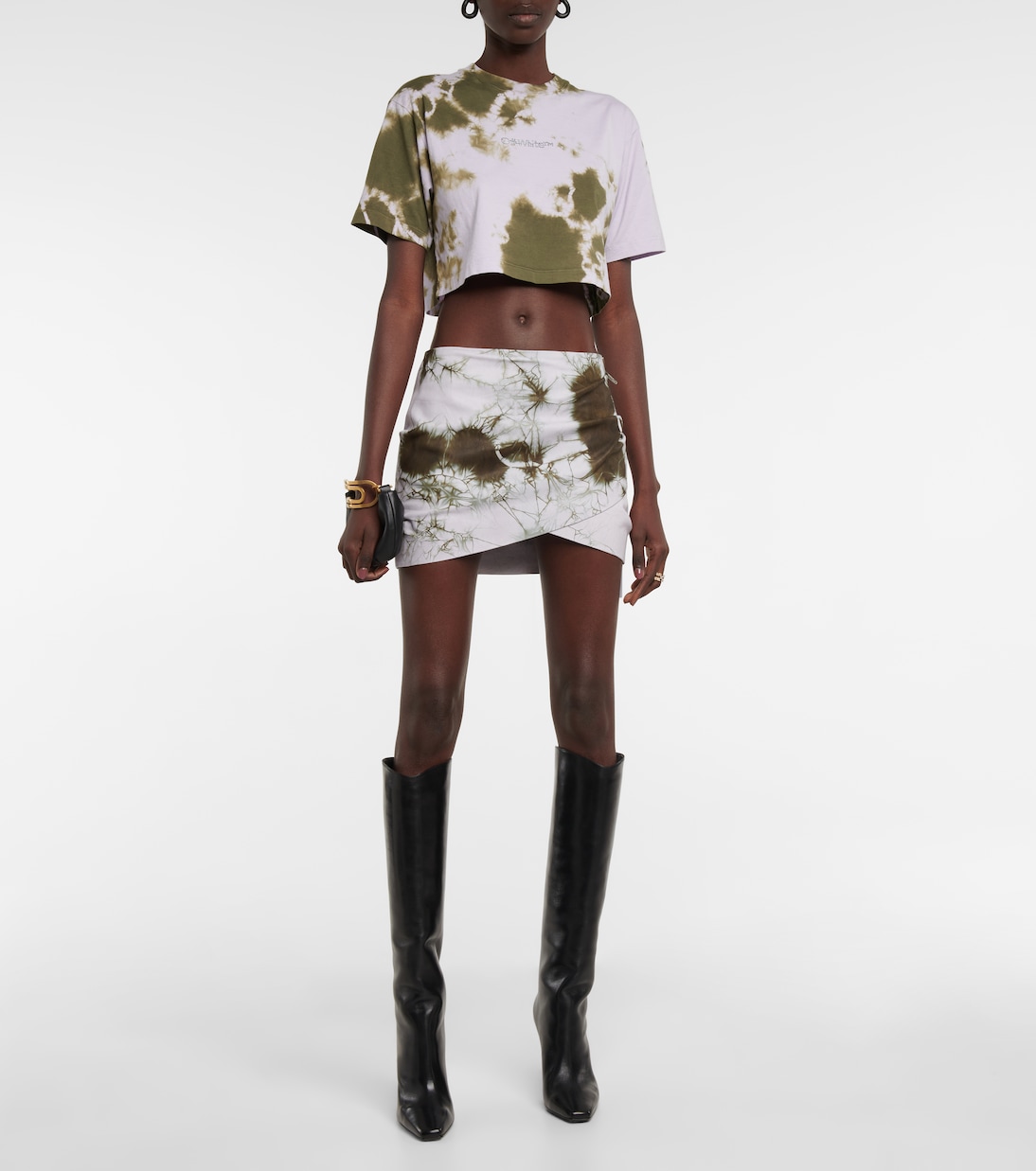 Logo tie-dye cotton crop top | Off-White