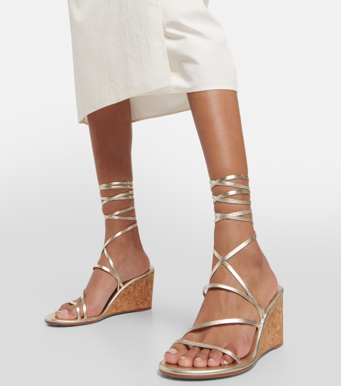 Lithi metallic leather wedge sandals in metallic - Ancient Greek Sandals |  Mytheresa