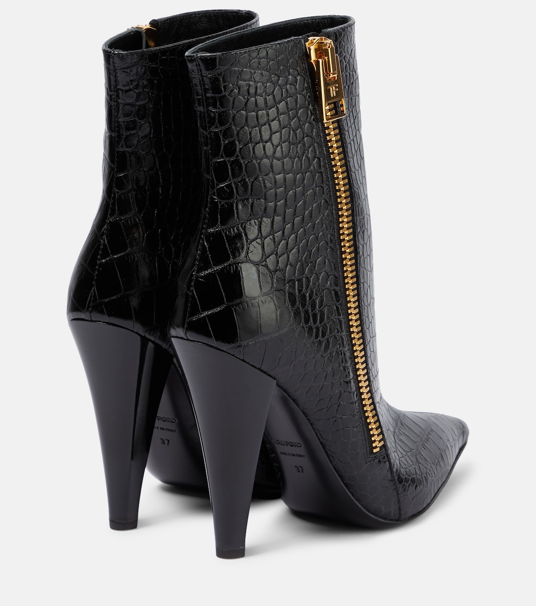 Croc-effect leather ankle boots | Tom Ford