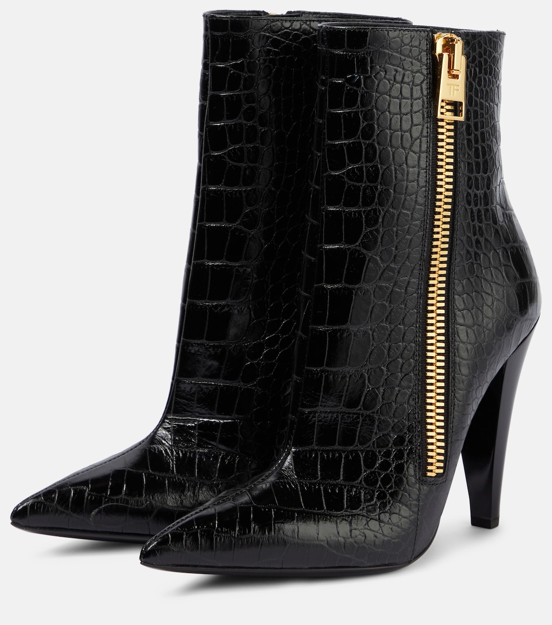 Croc-effect leather ankle boots | Tom Ford