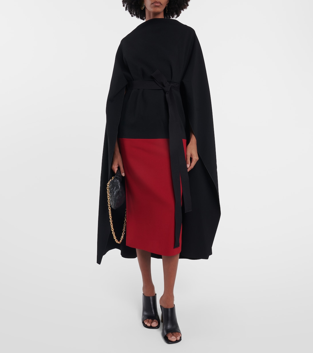 Cape-detail crêpe  midi dress | Roksanda