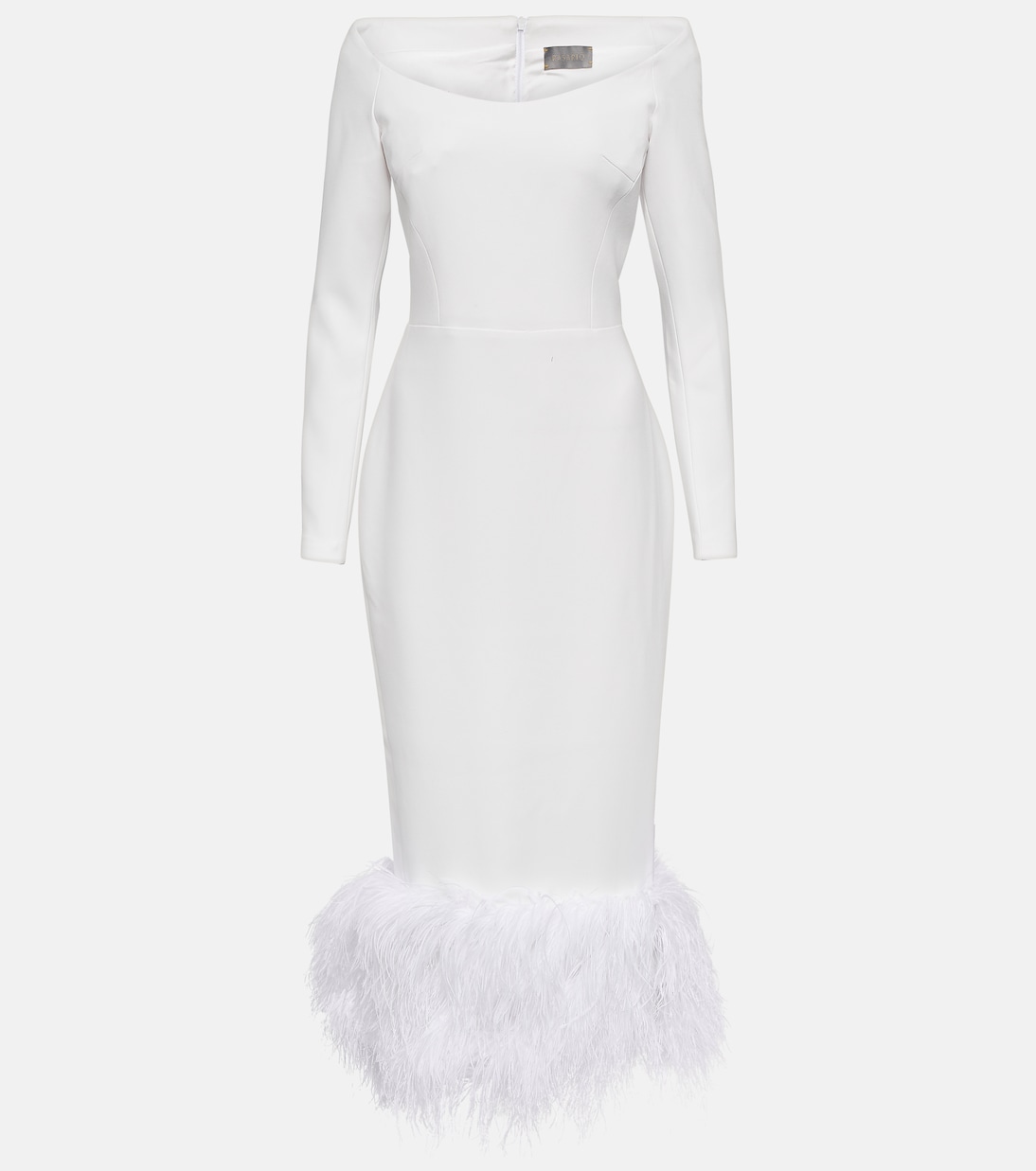 Robe midi en crêpe à plumes | Rasario