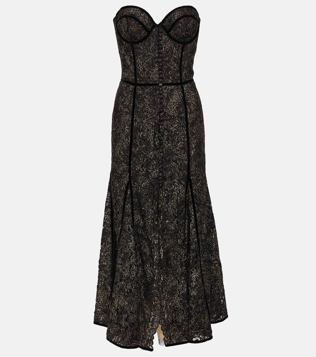 Castora strapless lace midi dress | Costarellos