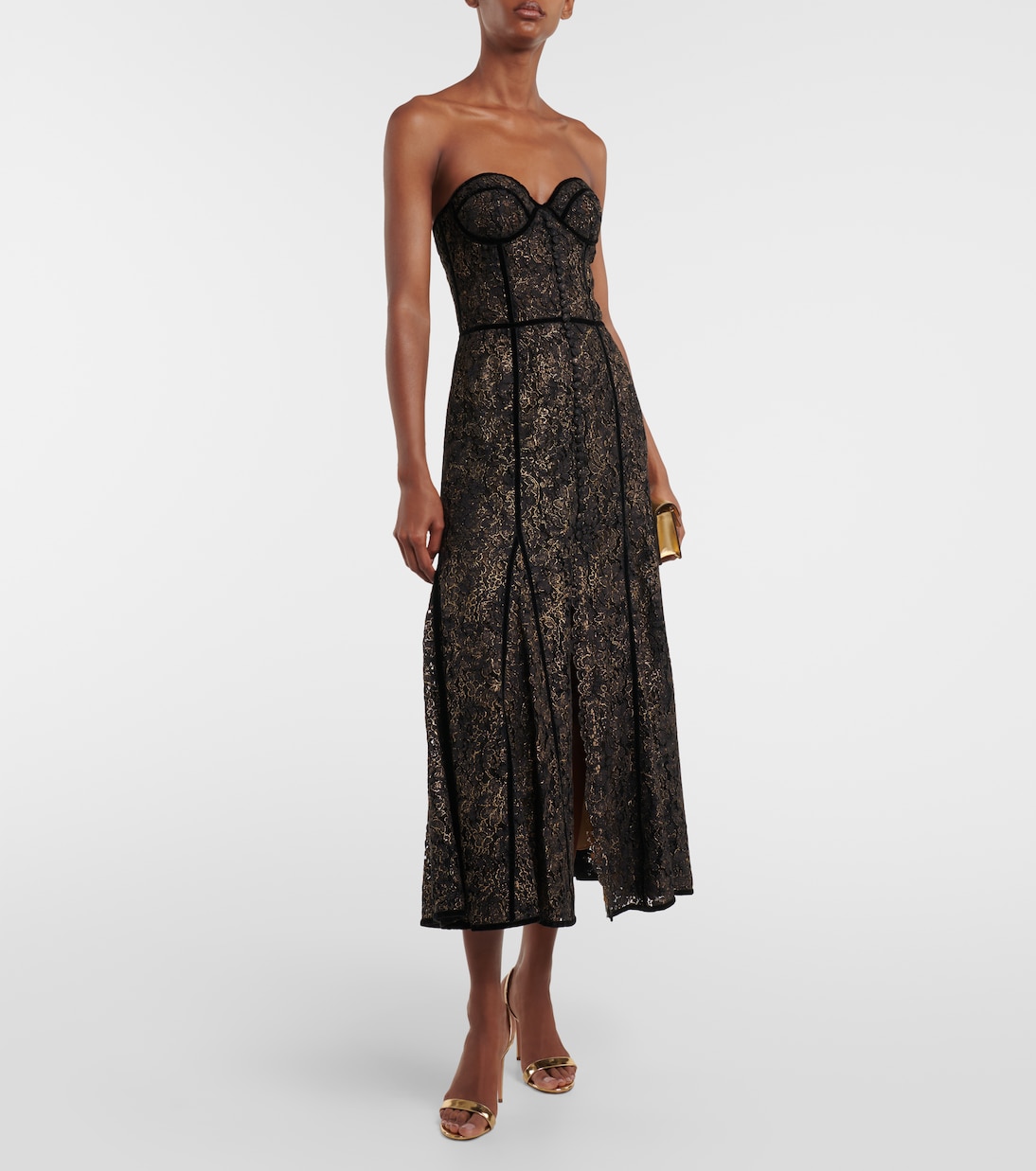 Castora strapless lace midi dress | Costarellos