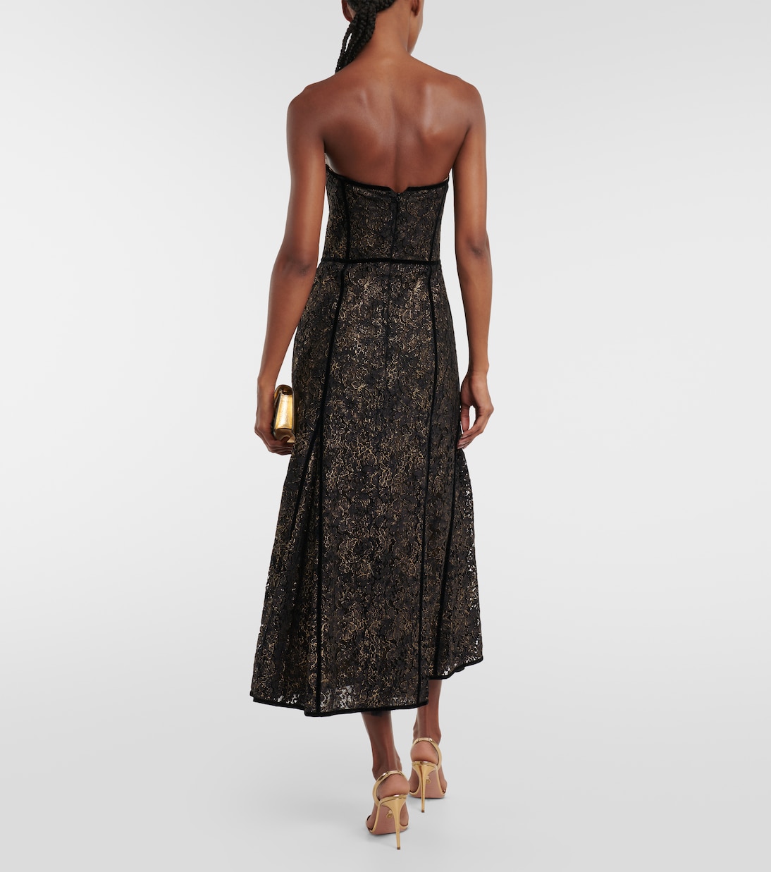 Castora strapless lace midi dress | Costarellos